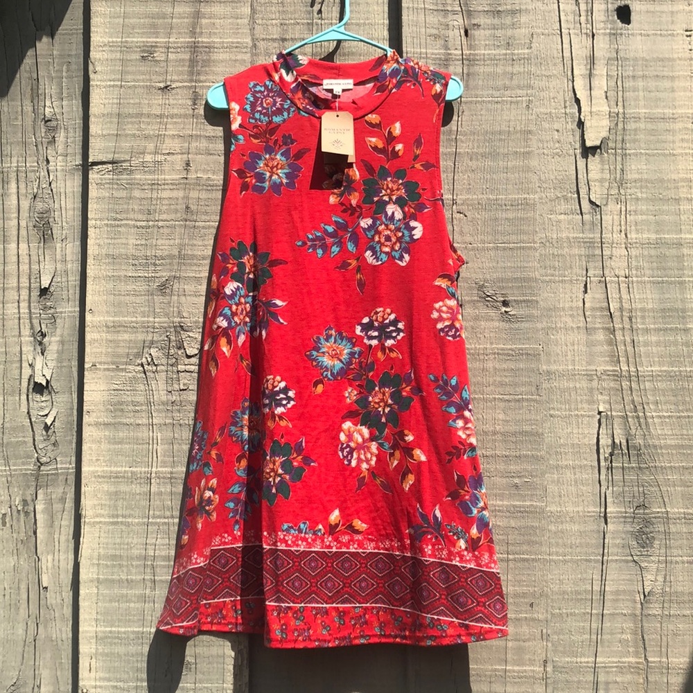 Romantic gypsy red sleeveless dress